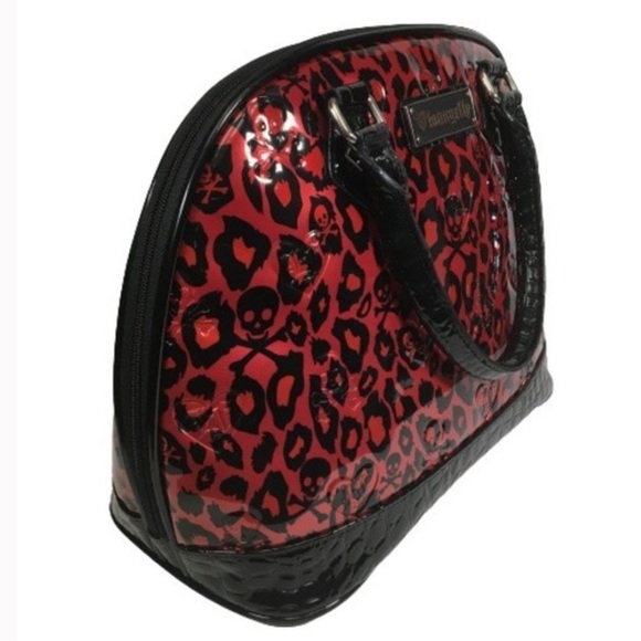 Loungefly Leopard Skull Embossed Dome Satchel RARE Bag Purse Double Zipper - Picture 4 of 13